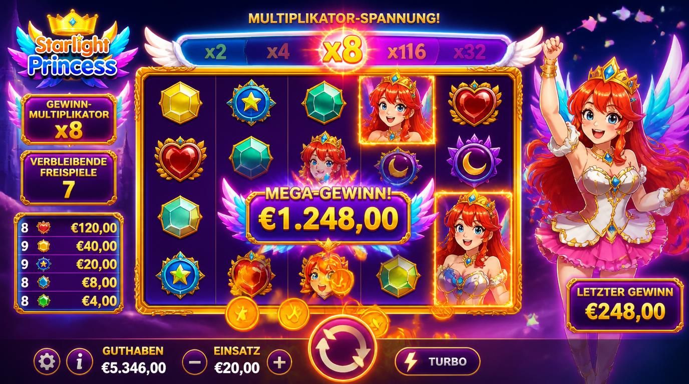 Emotionale Darstellung von Multiplikatoren, Charakter-Prinzessin, Jubel oder Lichterregen